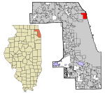 Cook County Illinois incorporated and unincorporated areas Evanston highlighted